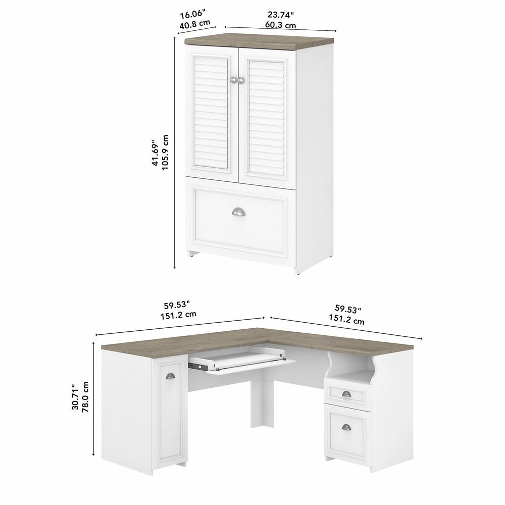 Bush Furniture Fairview 60W L Shaped Desk and 2 Door Storage Cabinet with File Drawer. Picture 5
