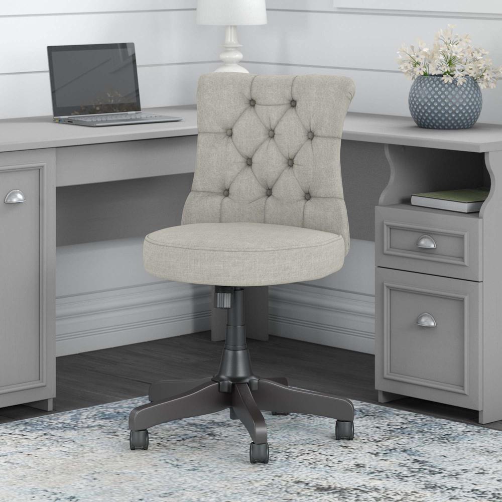 Fairview Mid Back Tufted Office Chair in Light Gray Fabric. Picture 5