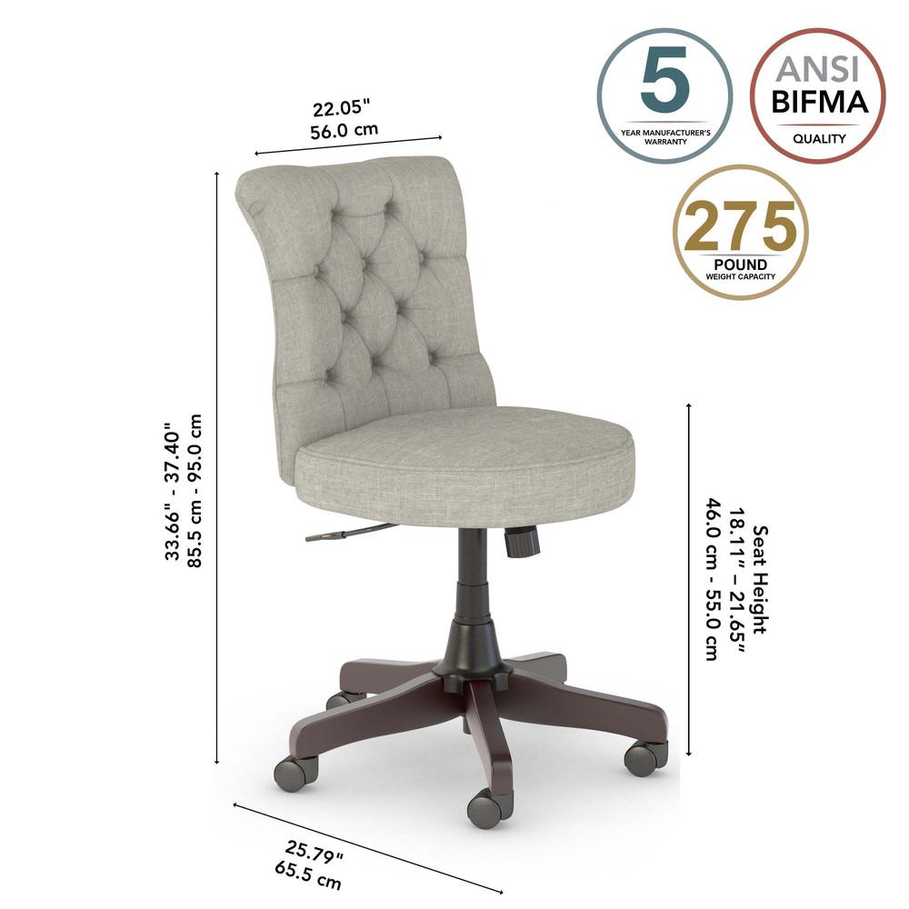 Fairview Mid Back Tufted Office Chair in Light Gray Fabric. Picture 4