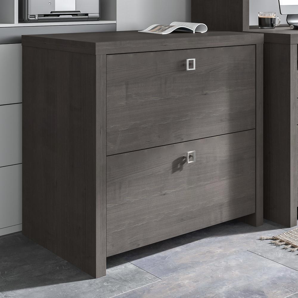 Echo 2 Drawer Lateral File Cabinet in Charcoal Maple. Picture 2