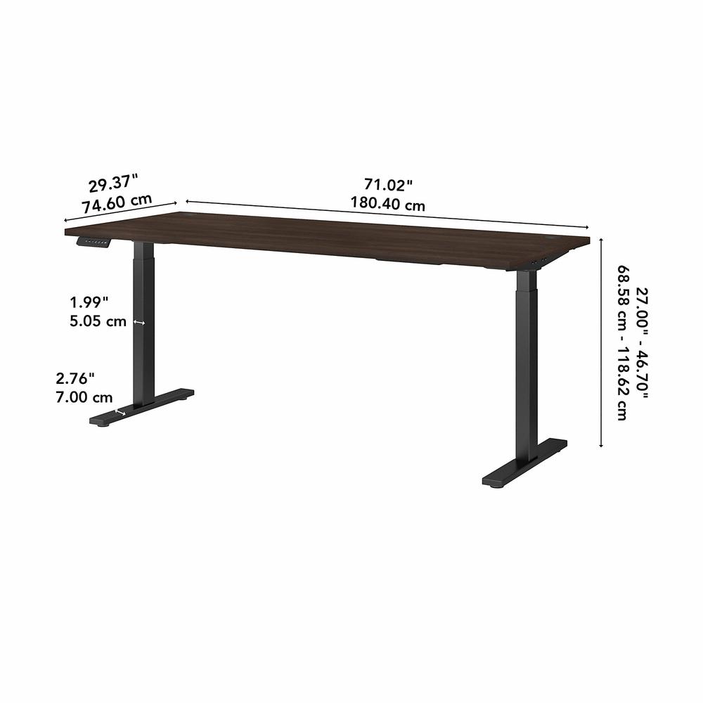 Move 60 Series by 72W x 30D Height Adjustable Standing Desk, Black Walnut/Black Powder Coat. Picture 6