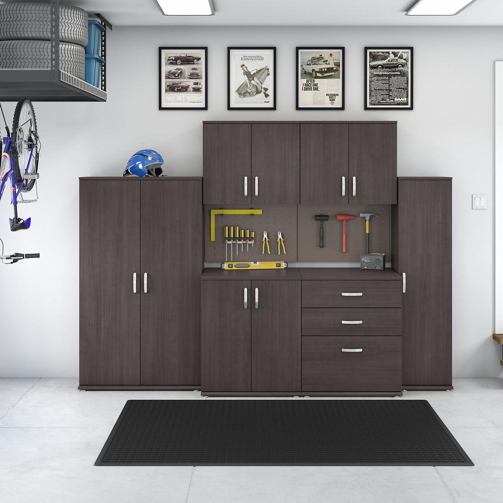 Bush Business Furniture Universal 6 Piece Modular Garage Storage Set with Floor and Wall Cabinets - Storm Gray. Picture 2