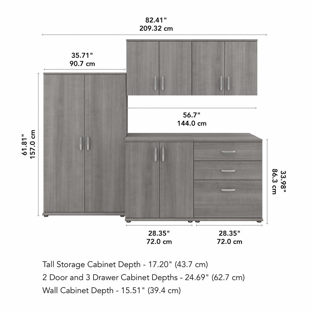 Bush Business Furniture Universal 5 Piece Modular Garage Storage Set with Floor and Wall Cabinets. Picture 5
