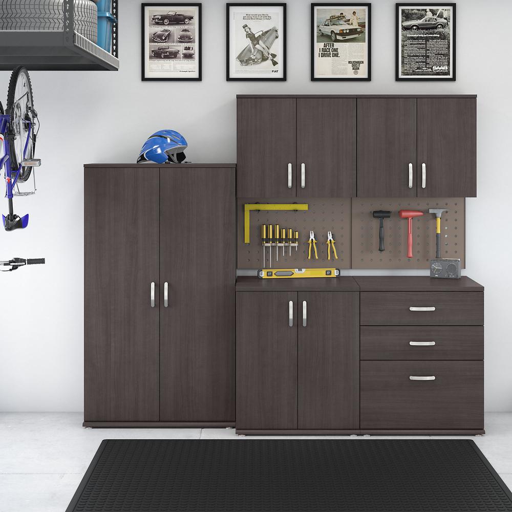Bush Business Furniture Universal 5 Piece Modular Garage Storage Set with Floor and Wall Cabinets-Storm Gray. Picture 2