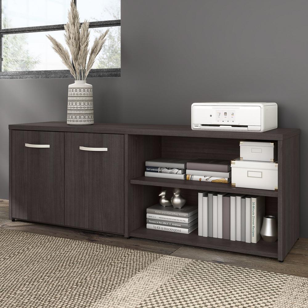 Bush Business Furniture Hybrid Low Storage Cabinet with Doors and Shelves - Storm Gray/Storm Gray. Picture 2