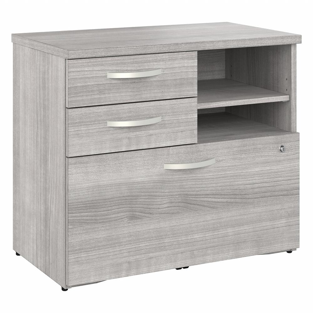Bush Business Furniture Hybrid Office Storage Cabinet with Drawers and Shelves - Platinum Gray. Picture 1