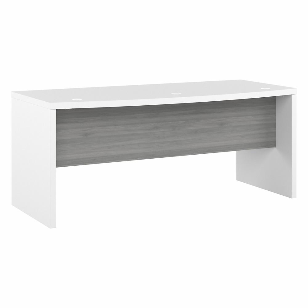 Echo 72W Bow Front Desk in Pure White and Modern Gray. Picture 1