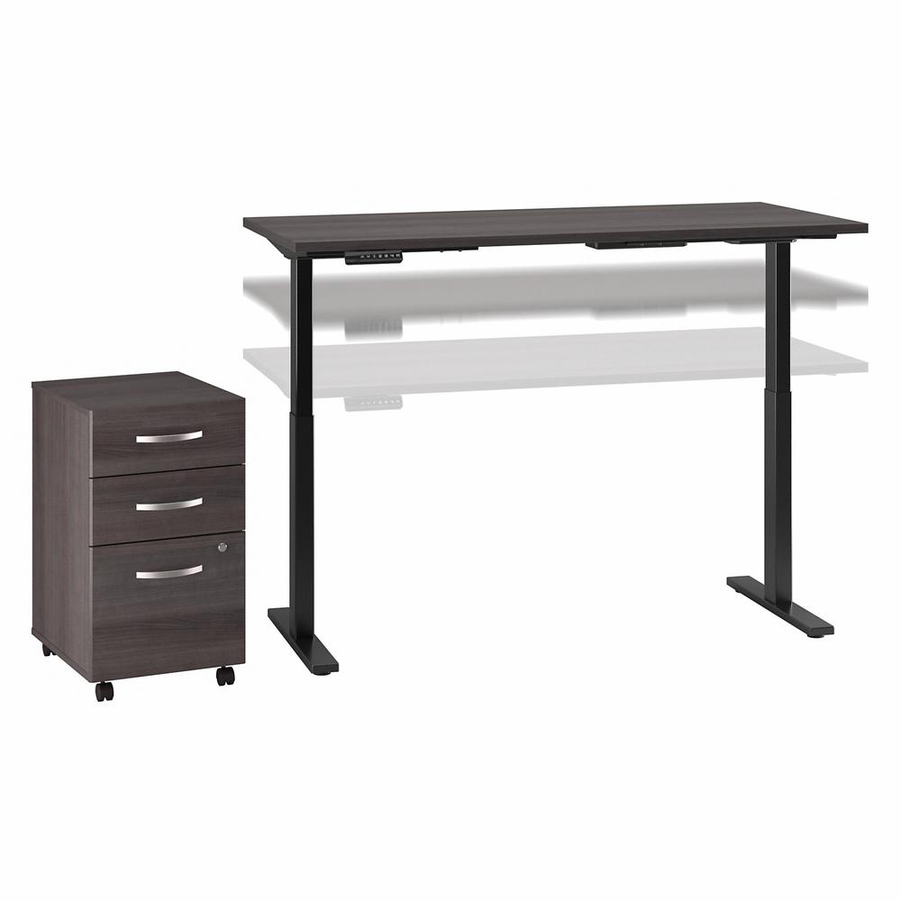 Move 60 Series by 72W x 30D Height Adjustable Standing Desk with Storage, Storm Gray/Black Powder Coat. Picture 1