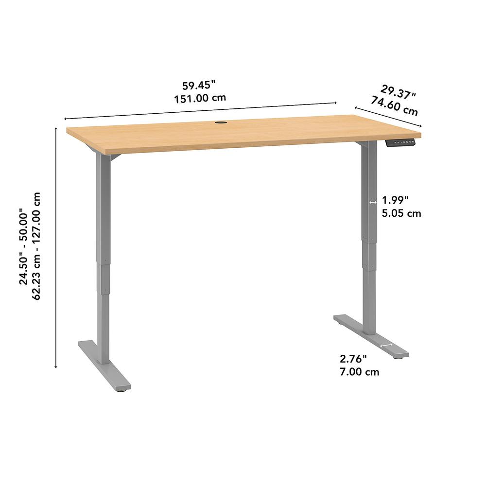 Move 80 Series by Bush Business Furniture 60W x 30D Electric Height Adjustable Standing Desk, Natural Maple. Picture 6