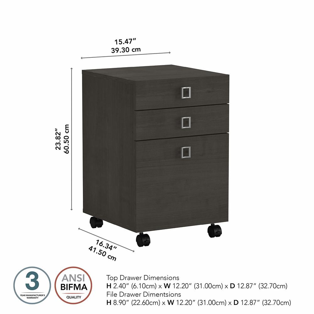 Echo 3 Drawer Mobile File Cabinet in Charcoal Maple. Picture 5