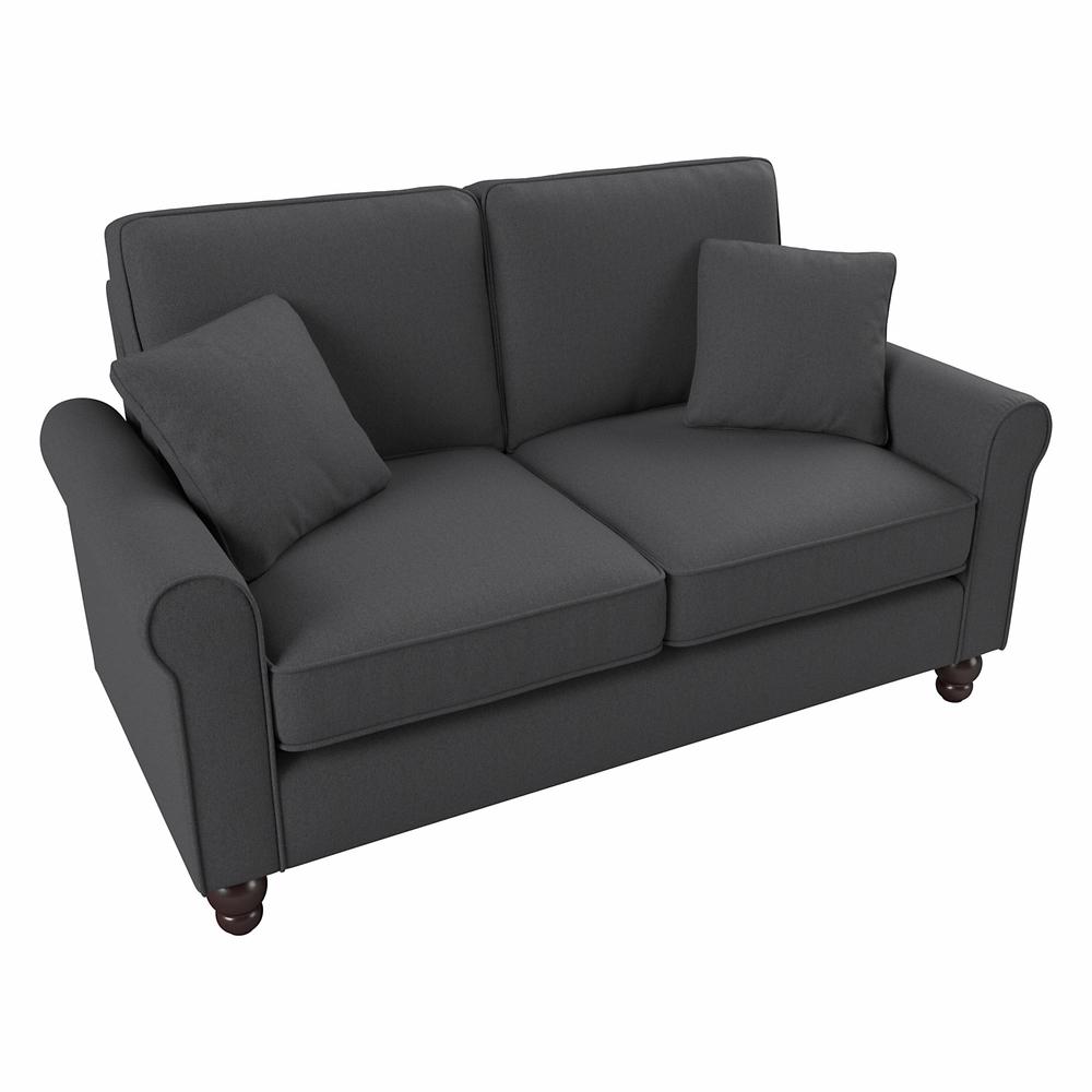 Bush Furniture Hudson 61W Loveseat, Charcoal Gray Herringbone Fabric. Picture 1