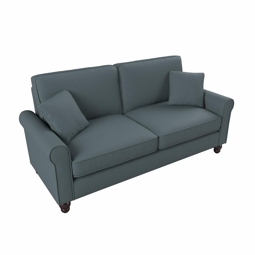 Bush Furniture Hudson 73W Sofa, Turkish Blue Herringbone Fabric. Picture 1