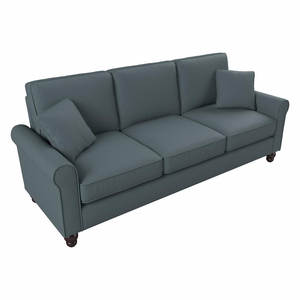 Bush Furniture Hudson 85W Sofa, Turkish Blue Herringbone Fabric. Picture 1