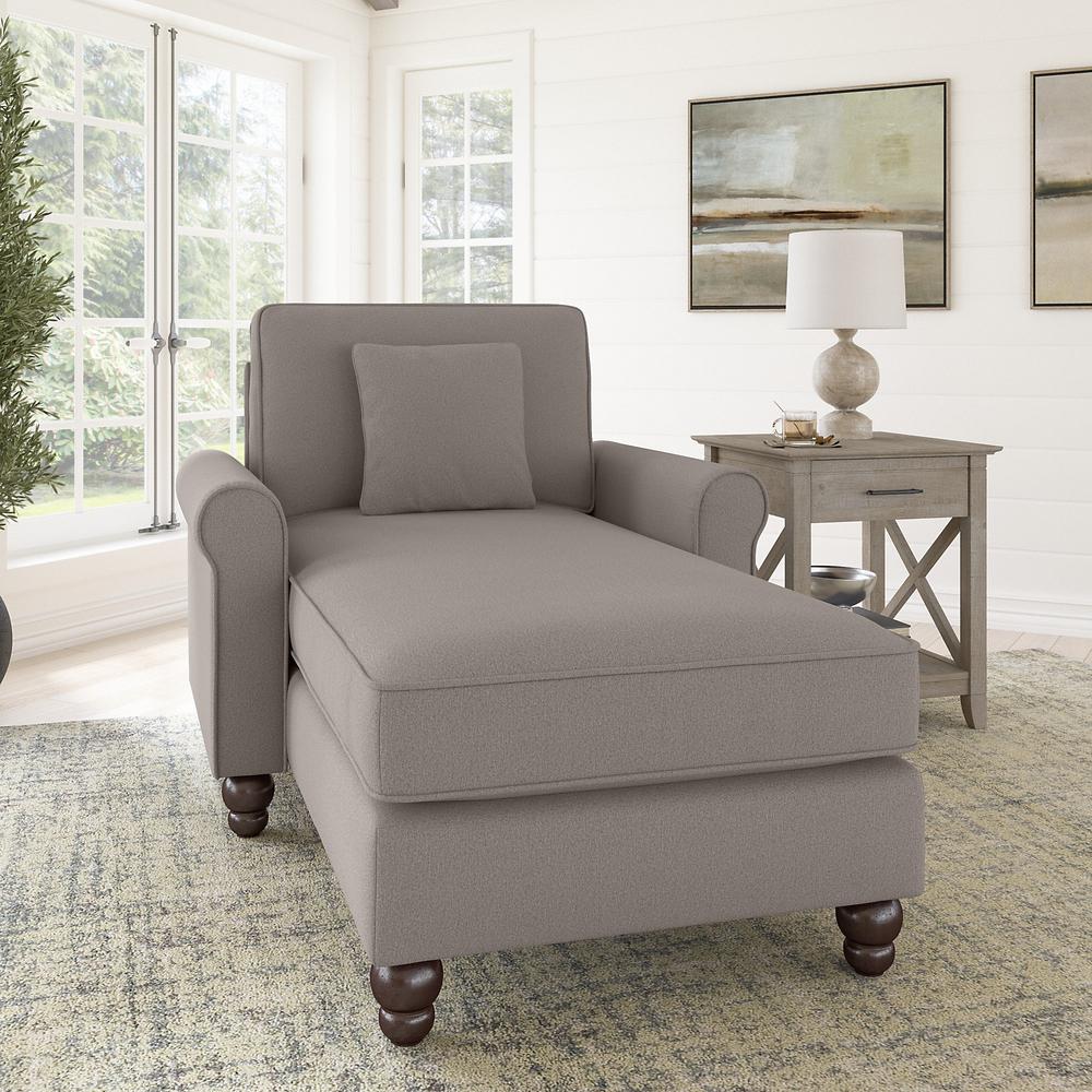 Bush Furniture Hudson Chaise Lounge with Arms, Beige Herringbone Fabric. Picture 2