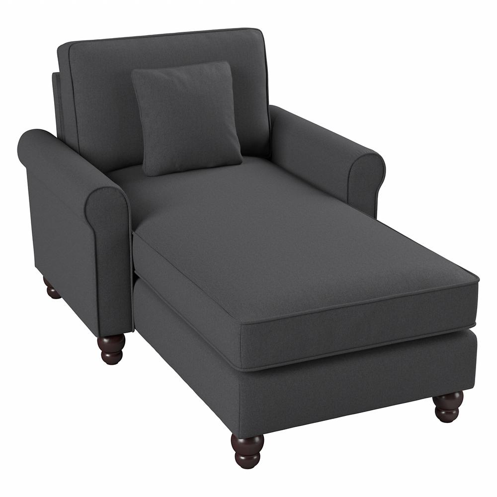 Bush Furniture Hudson Chaise Lounge with Arms, Charcoal Gray Herringbone Fabric. The main picture.