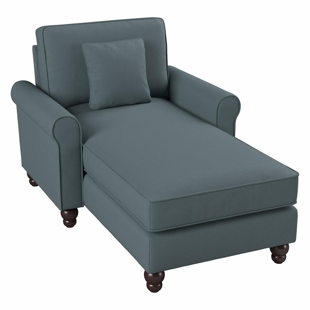 Bush Furniture Hudson Chaise Lounge with Arms, Turkish Blue Herringbone Fabric. Picture 1