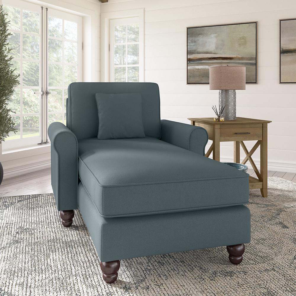 Bush Furniture Hudson Chaise Lounge with Arms, Turkish Blue Herringbone Fabric. Picture 2