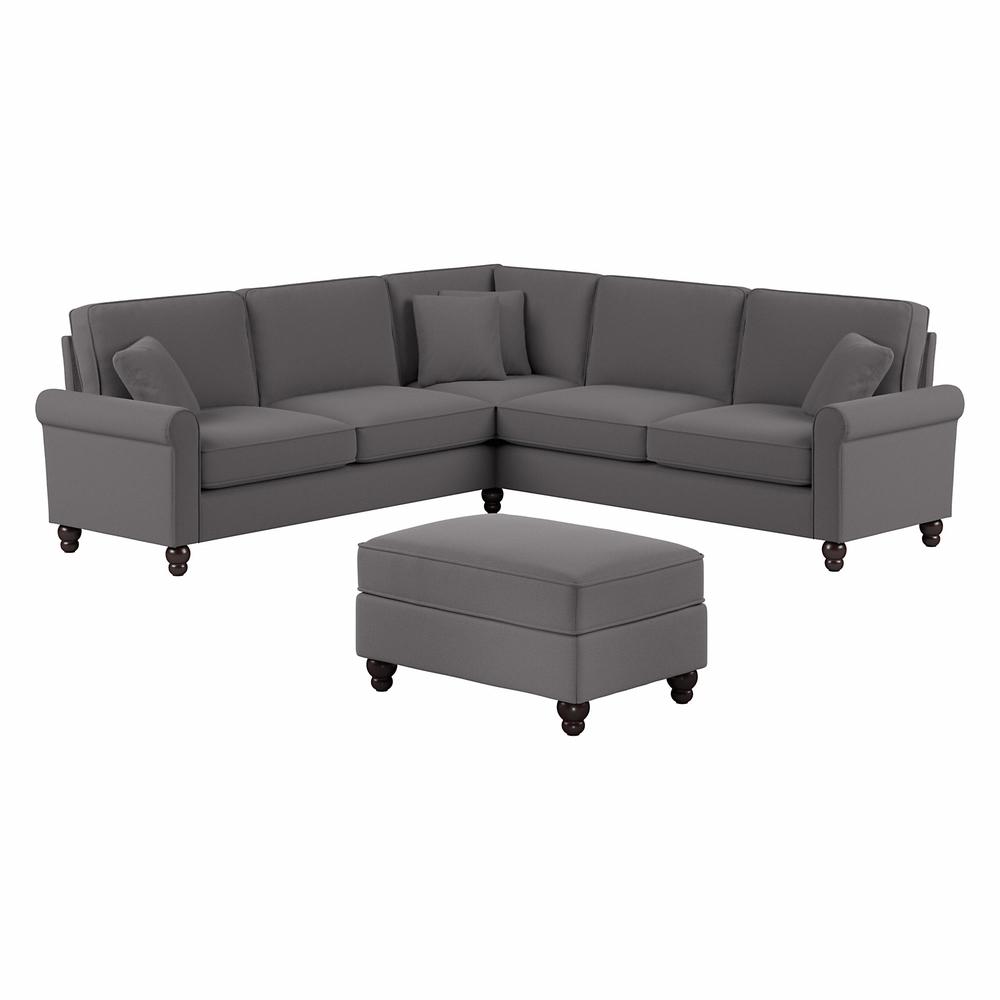 Bush Furniture Hudson 99W L Shaped Sectional Couch with Ottoman, French Gray Herringbone Fabric. Picture 1