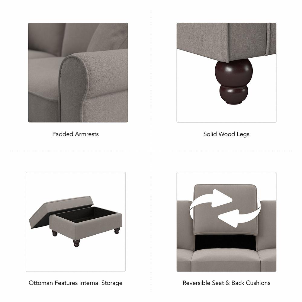 Bush Furniture Hudson Accent Chair with Ottoman Set, Beige Herringbone Fabric. Picture 3