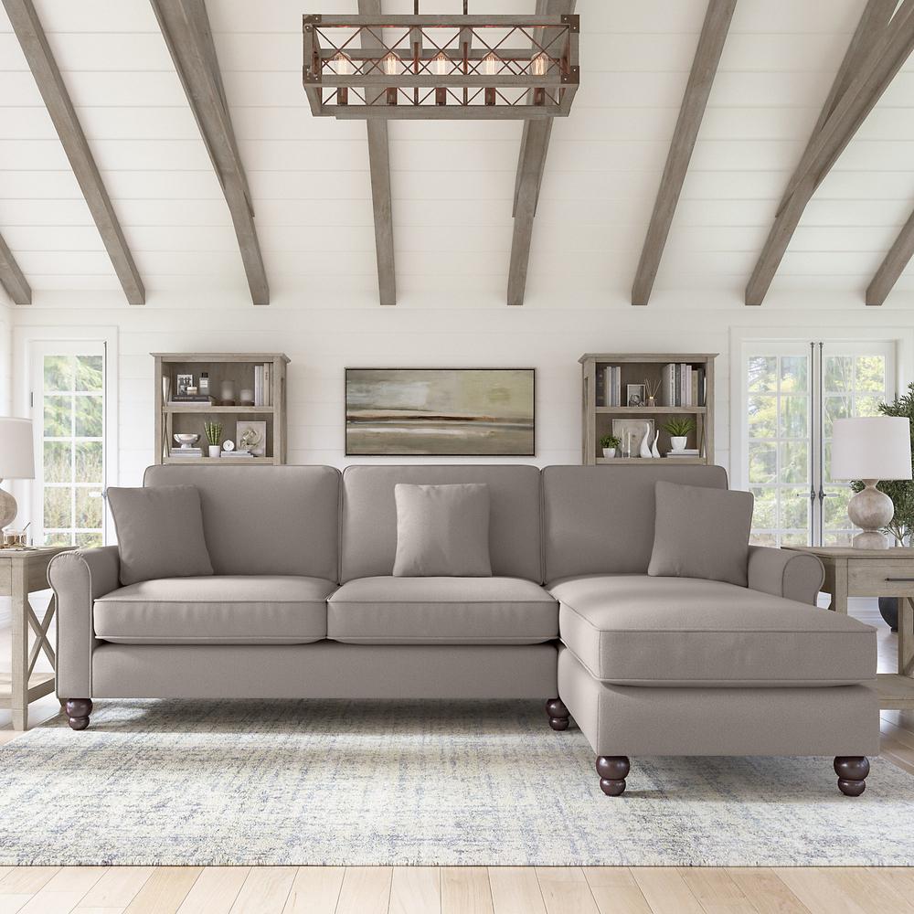 Bush Furniture Hudson 102W Sectional Couch , Beige Herringbone Fabric. Picture 2