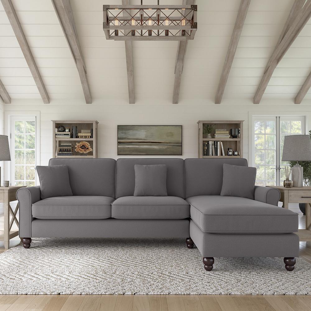 Bush Furniture Hudson 102W Sectional Couch , French Gray Herringbone Fabric. Picture 2