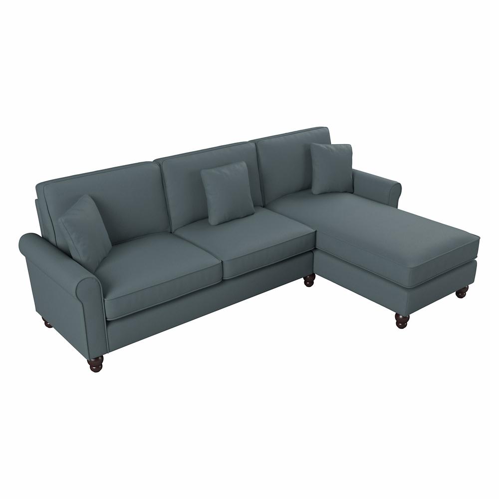 Bush Furniture Hudson 102W Sectional Couch , Turkish Blue Herringbone Fabric. Picture 1