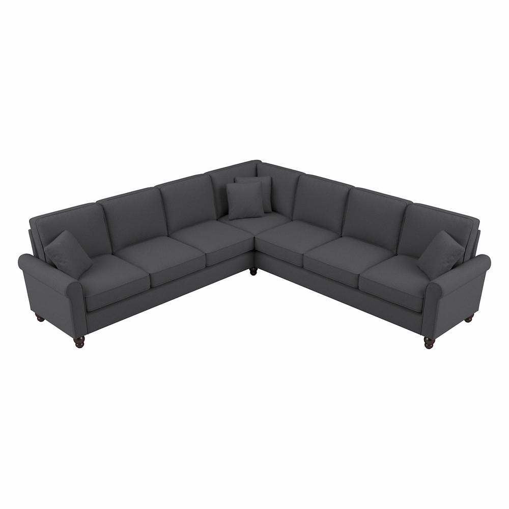 Bush Furniture Hudson 111W L Shaped Sectional Couch, Charcoal Gray Herringbone Fabric. Picture 1