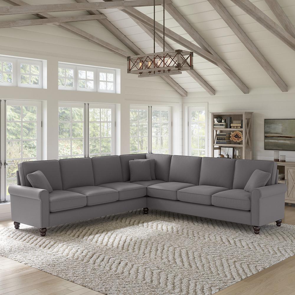 Bush Furniture Hudson 111W L Shaped Sectional Couch, French Gray Herringbone Fabric. Picture 2