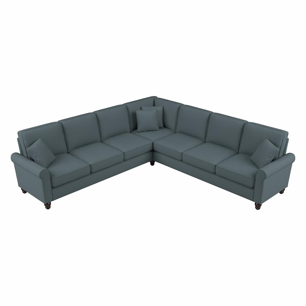Bush Furniture Hudson 111W L Shaped Sectional Couch, Turkish Blue Herringbone Fabric. Picture 1