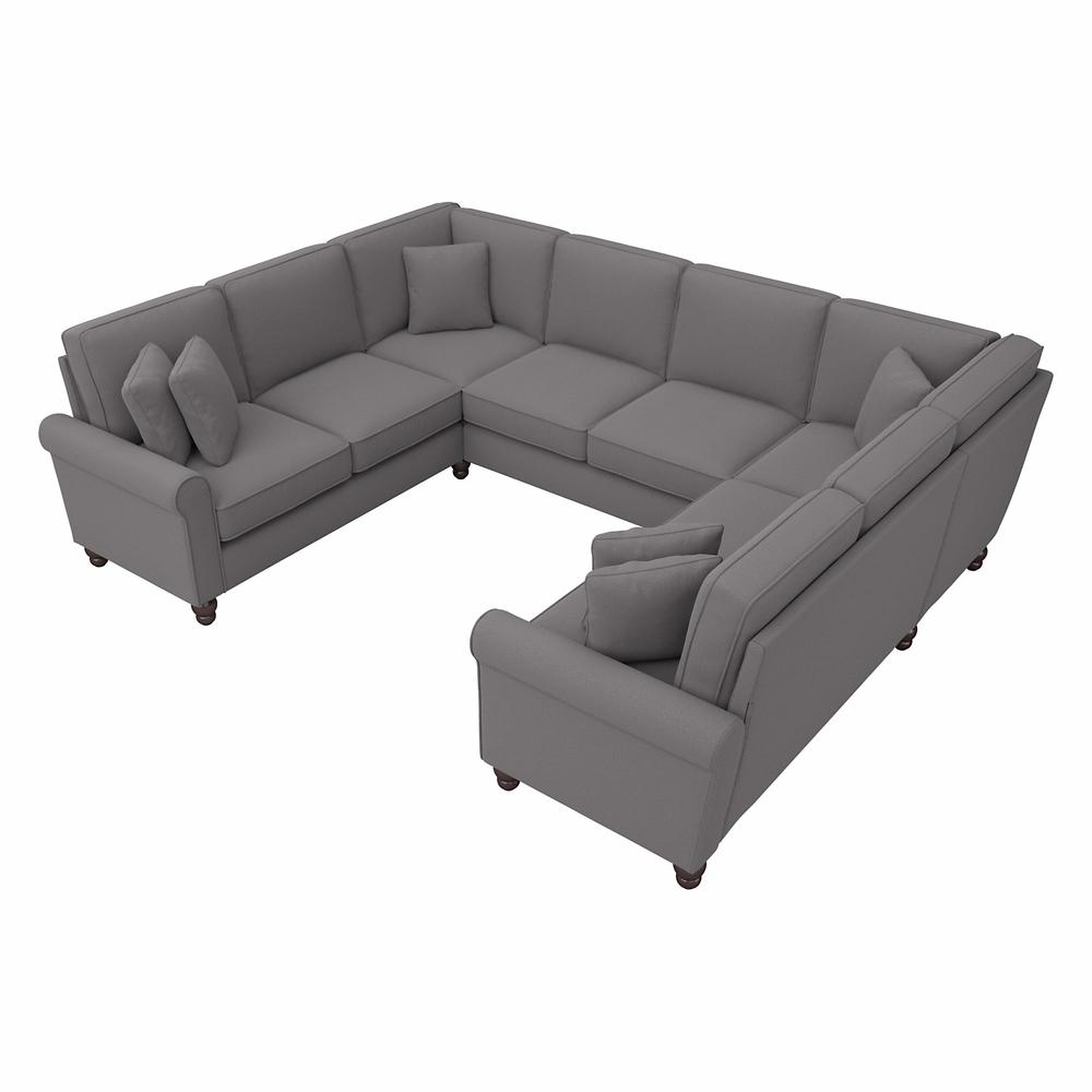 Bush Furniture Hudson 113W U Shaped Sectional Couch, French Gray Herringbone Fabric. Picture 1