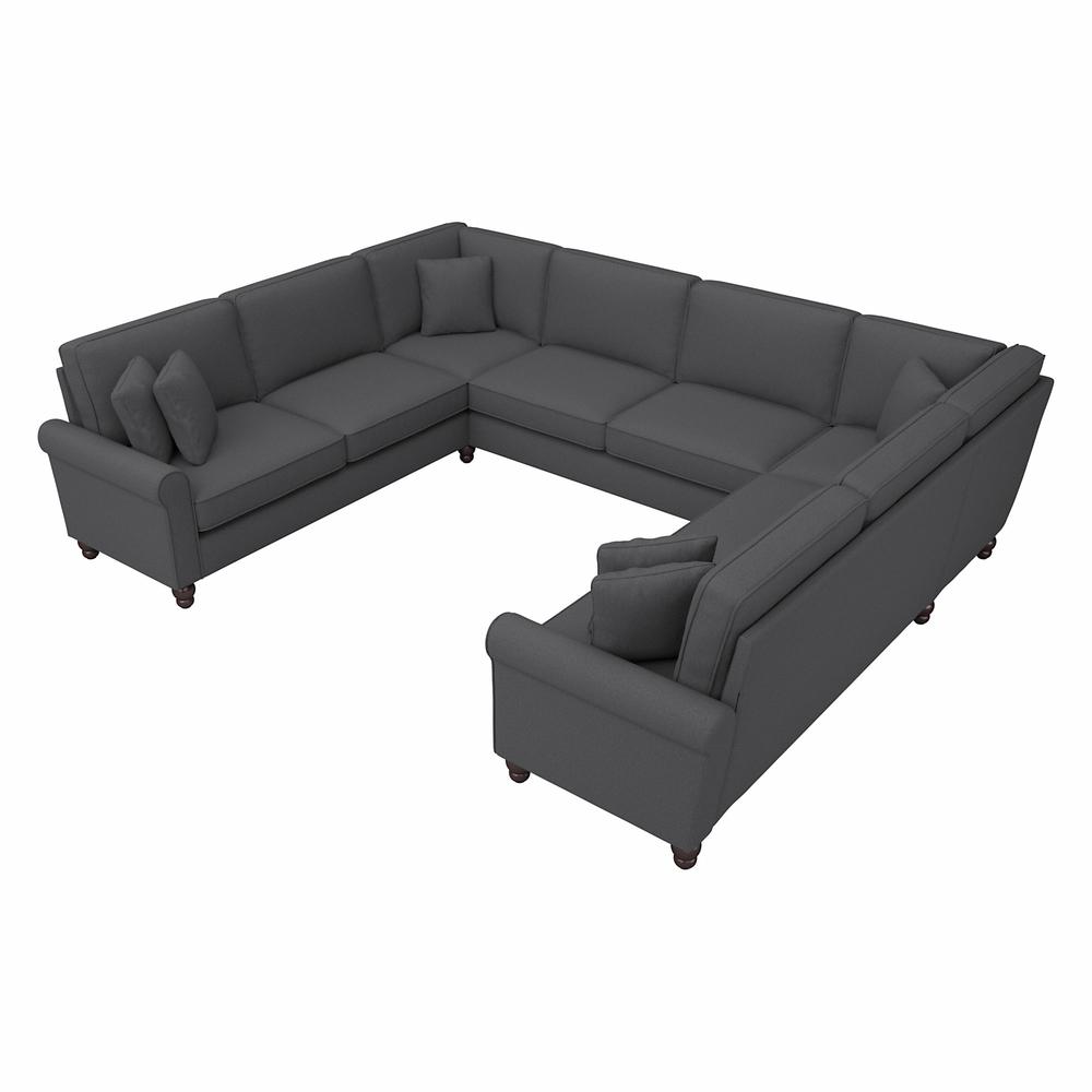 Bush Furniture Hudson 125W U Shaped Sectional Couch, Charcoal Gray Herringbone Fabric. Picture 1