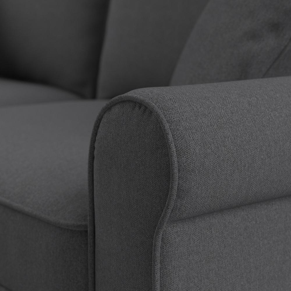 Bush Furniture Hudson 125W U Shaped Sectional Couch, Charcoal Gray Herringbone Fabric. Picture 5