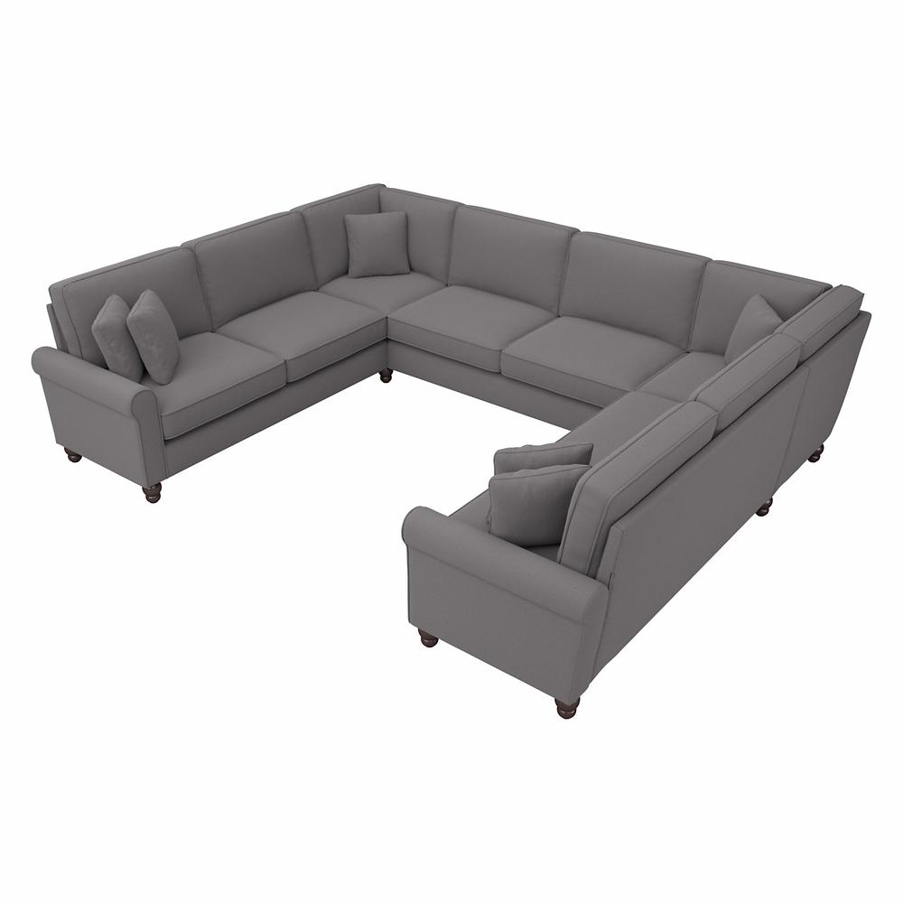 Bush Furniture Hudson 125W U Shaped Sectional Couch, French Gray Herringbone Fabric. Picture 1