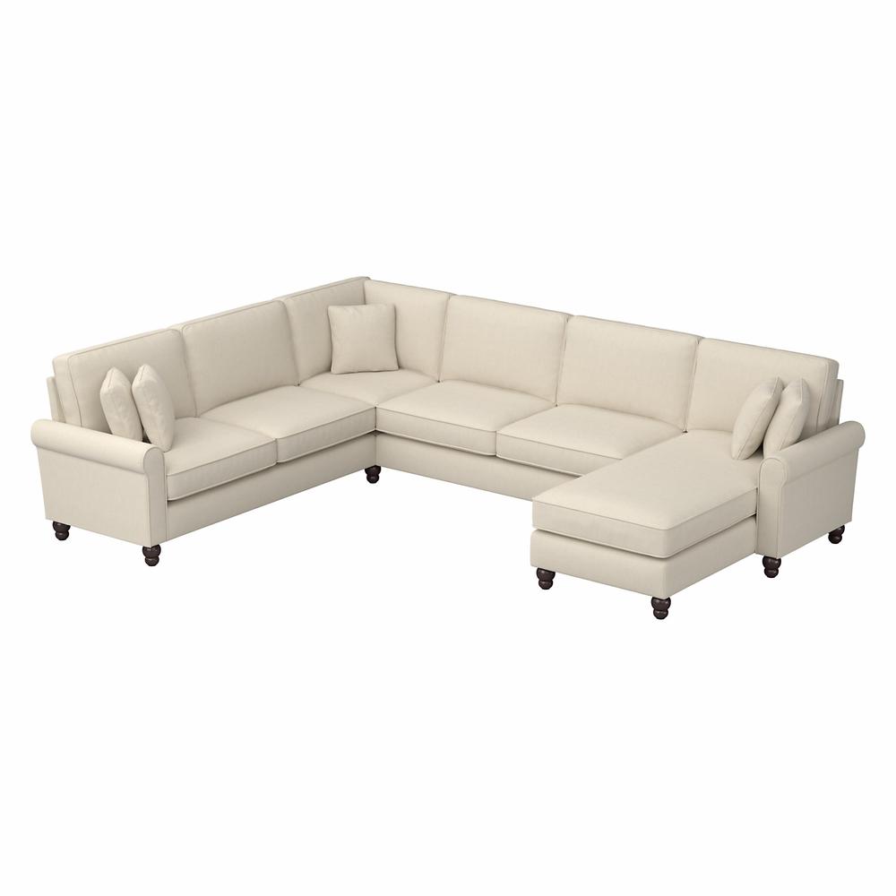 Bush Furniture Hudson 128W U Shaped Sectional Couch , Cream Herringbone Fabric. The main picture.