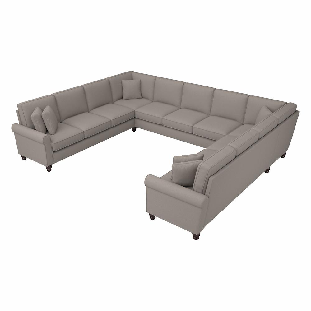 Bush Furniture Hudson 137W U Shaped Sectional Couch, Beige Herringbone Fabric. The main picture.