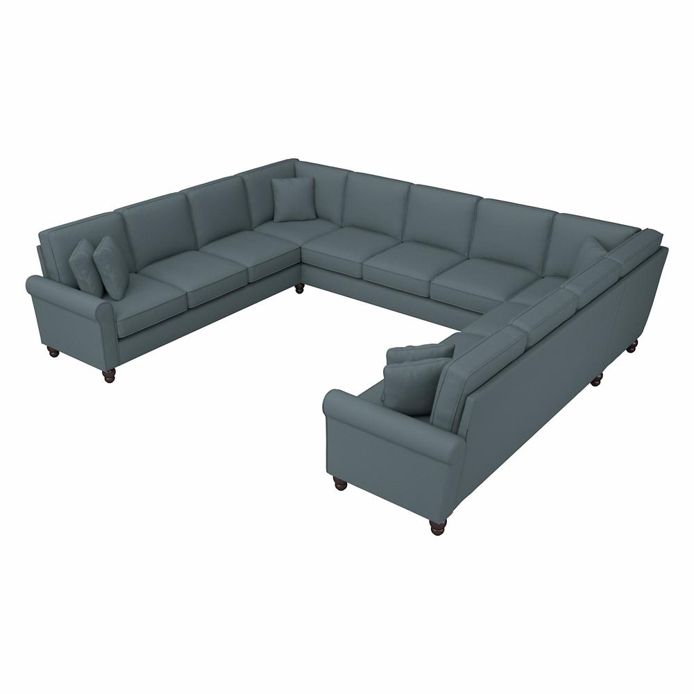 Bush Furniture Hudson 137W U Shaped Sectional Couch, Turkish Blue Herringbone Fabric. The main picture.