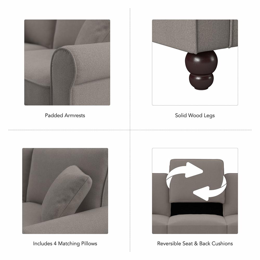 Bush Furniture Hudson 87W L Shaped Sectional Couch, Beige Herringbone Fabric. Picture 3