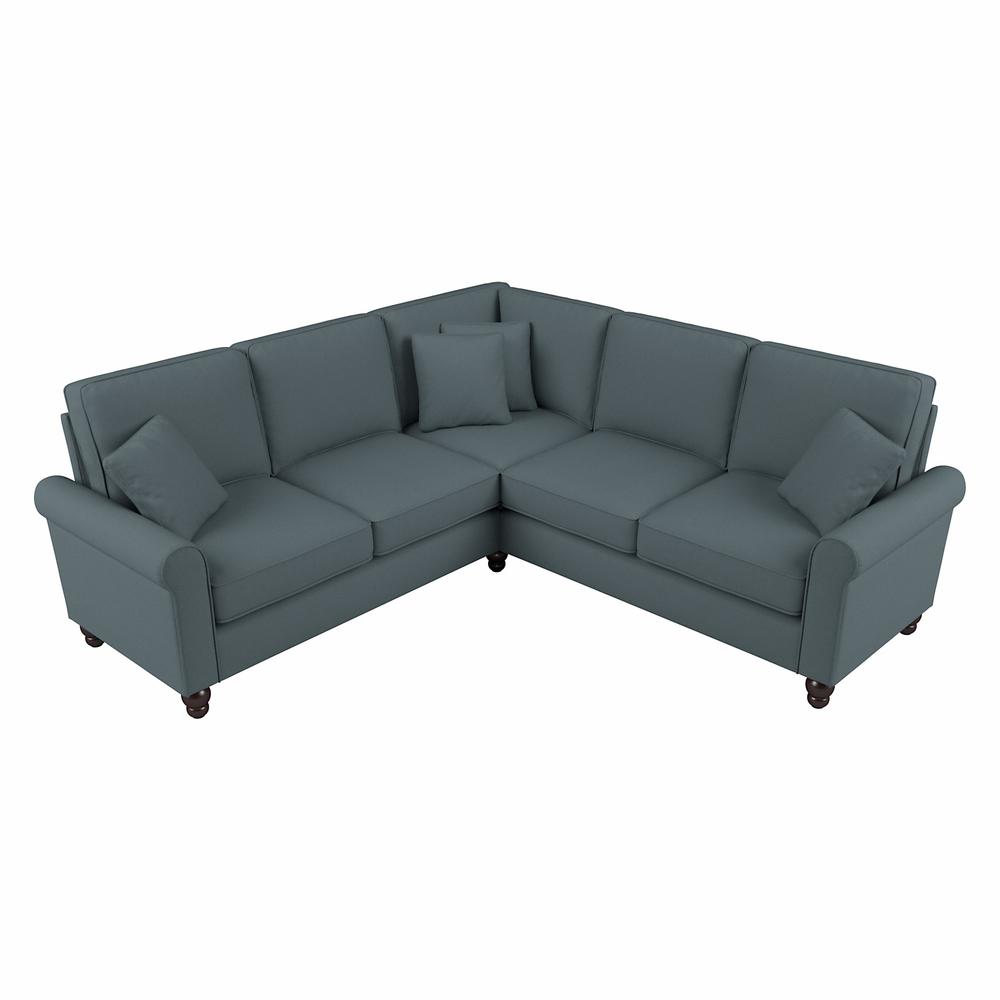 Bush Furniture Hudson 87W L Shaped Sectional Couch, Turkish Blue Herringbone Fabric. Picture 1