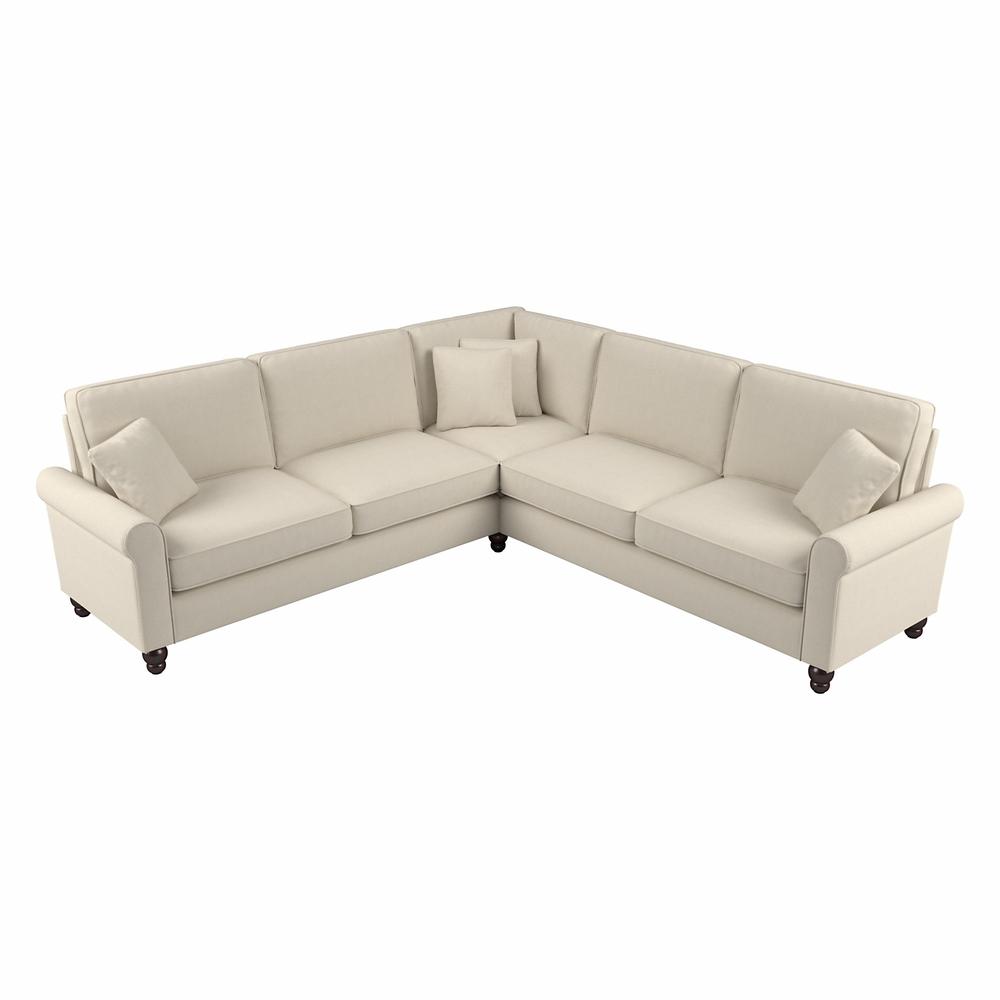 Bush Furniture Hudson 99W L Shaped Sectional Couch, Cream Herringbone Fabric. Picture 1