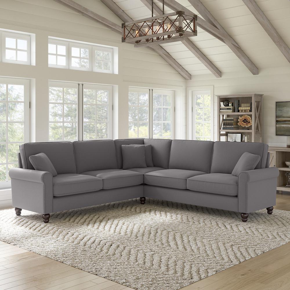 Bush Furniture Hudson 99W L Shaped Sectional Couch, French Gray Herringbone Fabric. Picture 2