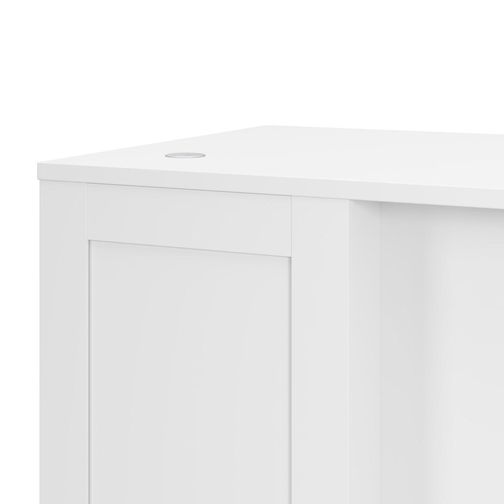 72W x 30D Executive L-Shaped Desk with 3 Drawer Mobile File Cabinet in White. Picture 3