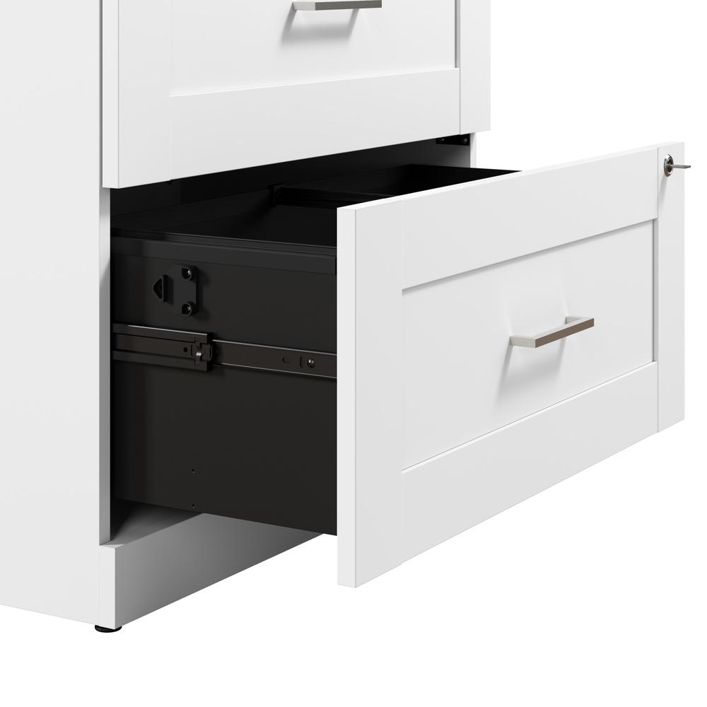 Hampton Heights 30W 2 Drawer Lateral File Cabinet with Hutch in White. Picture 2