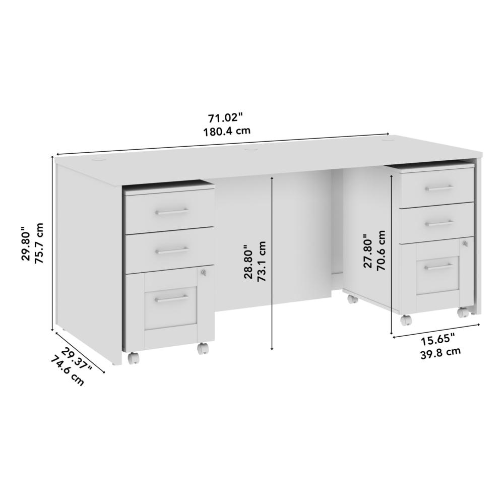 Hampton Heights 72W x 30D Executive Desk with Mobile File Cabinets in White. Picture 5