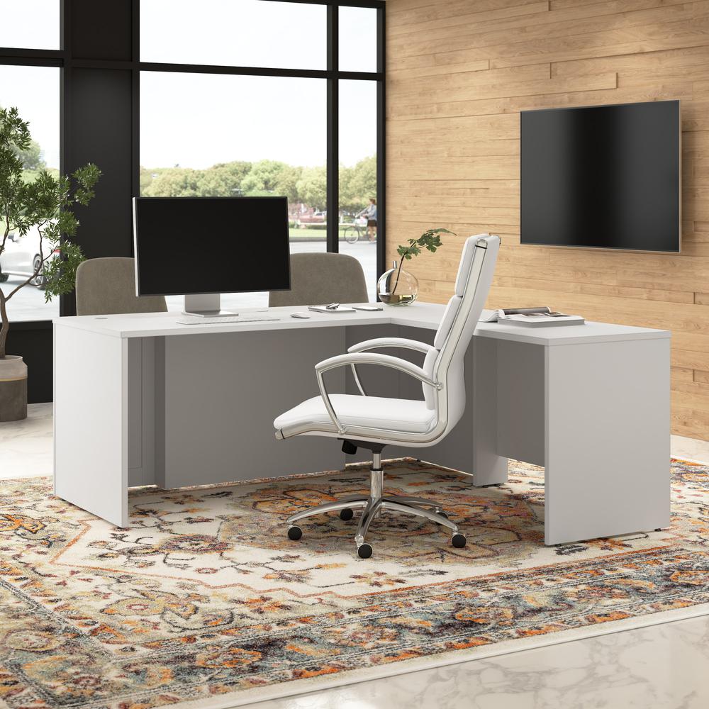 Hampton Heights 72W x 30D Executive L-Shaped Desk in White. Picture 9
