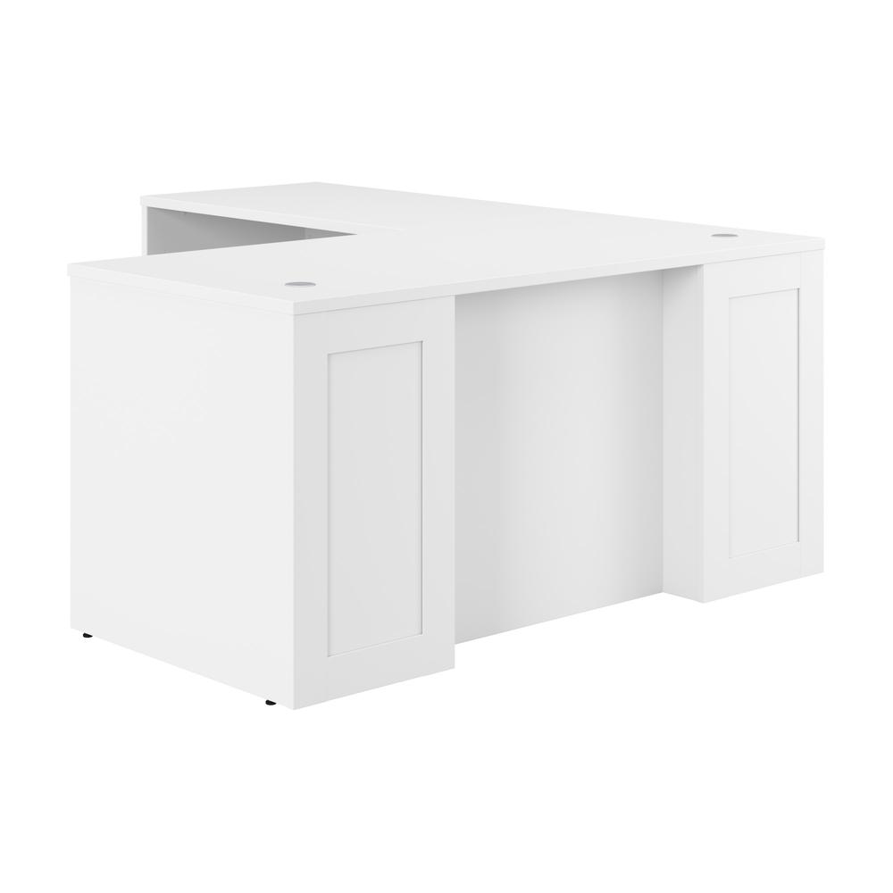 Hampton Heights 60W x 30D Executive L-Shaped Desk in White. Picture 1