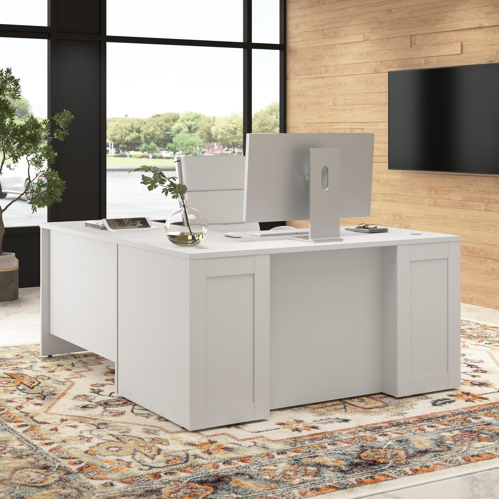 Hampton Heights 60W x 30D Executive L-Shaped Desk in White. Picture 8
