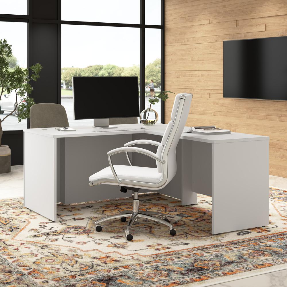 Hampton Heights 60W x 30D Executive L-Shaped Desk in White. Picture 9