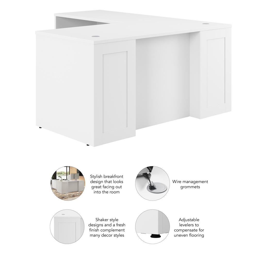 Hampton Heights 60W x 30D Executive L-Shaped Desk in White. Picture 7