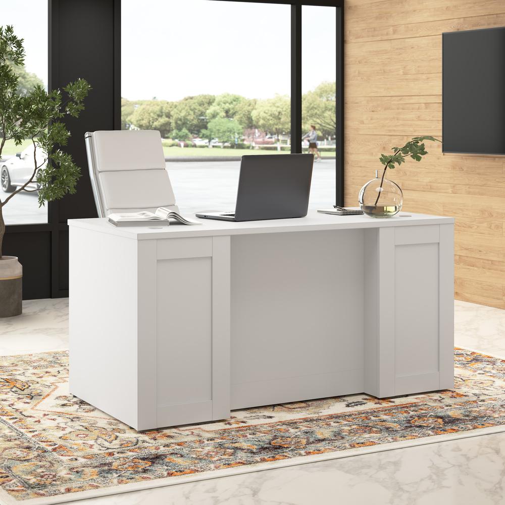 Hampton Heights 60W x 30D Executive Desk in White. Picture 8