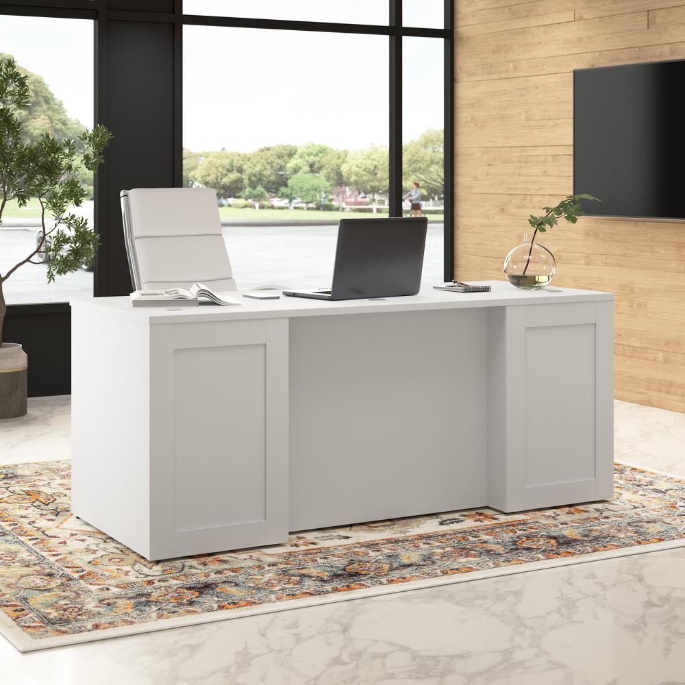 Hampton Heights 72W x 30D Executive Desk in White. Picture 8